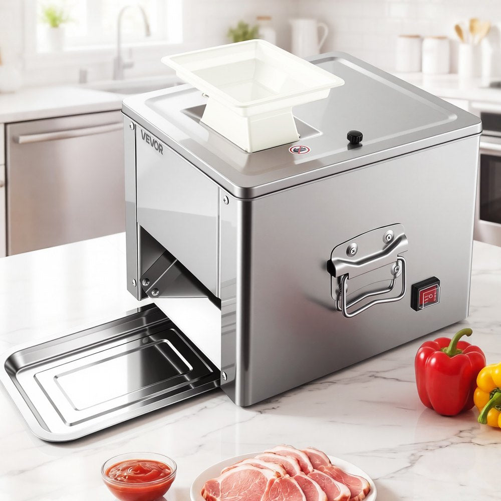 VEVOR Meat Cutter Machine, 550W Meat Slicer, 350 lb/h Commercial Meat Cutting Machine, Stainless Steel, 3.5 mm