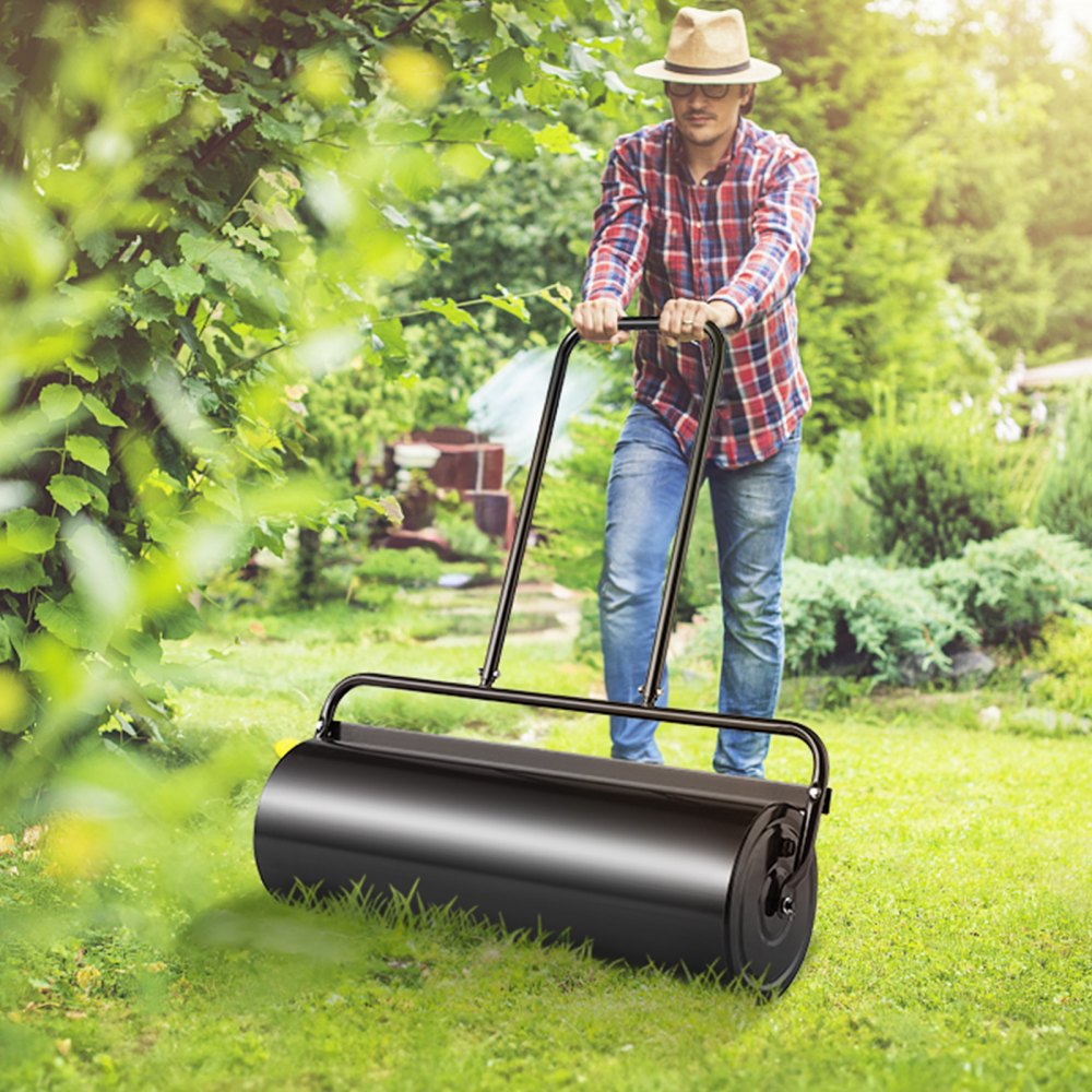 VEVOR Lawn Roller, 17 Gallon Sand/Water Filled Yard Roller, Steel Sod Roller with Easy-turn Plug and U-Shaped Ergonomic