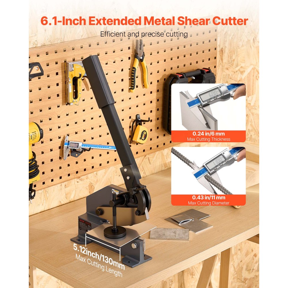 VEVOR Sheet Metal Shear, 6 in Manual Hand Plate Shear, Heavy Duty Mounting Type Sheet Cutter with Solid Steel Frame