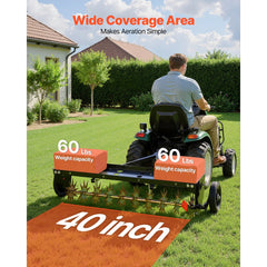 VEVOR Tow Behind Plug Aerator, 40 in Lawn Spike Aerator with Universal Hitch, 150lbs Weight Capacity, Heavy Duty &