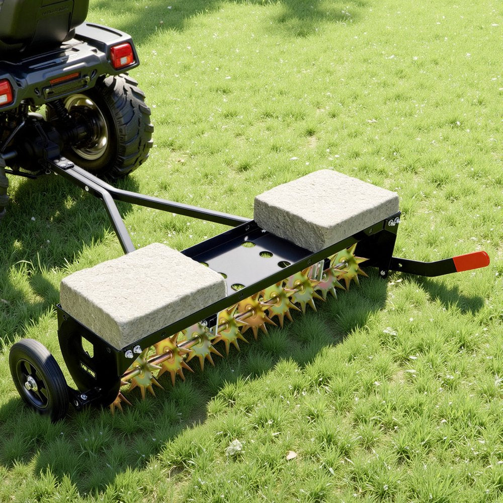 VEVOR Tow Behind Plug Aerator, 40 in Lawn Spike Aerator with Universal Hitch, 150lbs Weight Capacity, Heavy Duty &