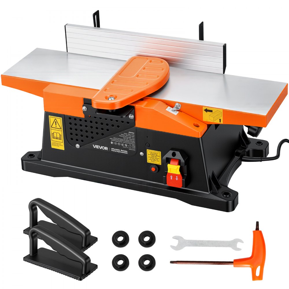 VEVOR Spiral Benchtop Jointer, 6 in, 2 HP 12000 RPM Bench Top Wood Jointer, with 12-Blade Spiral Cutterhead, Up to 1/8