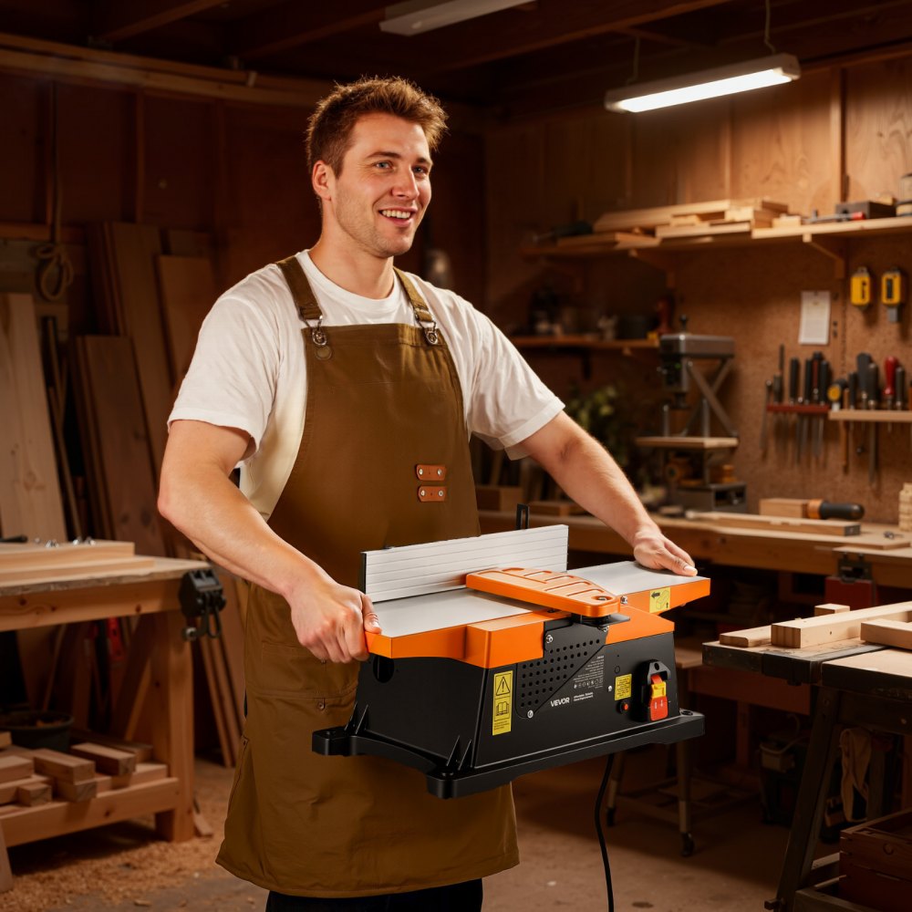 VEVOR Benchtop Jointer, 6 in, 2 HP 12000 RPM Bench Top Wood Jointer, with Straight Cutterhead, 2 HSS Blades, 6 x 23 in