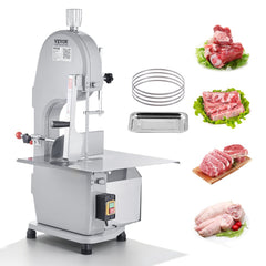 VEVOR Commercial Electric Meat Bandsaw, 1500W Stainless Steel Countertop Bone Sawing Machine, Workbeach 19.3" x 15"