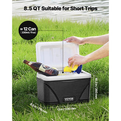 VEVOR Portable Cooler, 8.5 QT Hard Cooler with Ice Retention and Heavy-Duty Handles, Lightweight Rigid Material