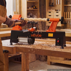 VEVOR Wood Lathe 3/4 HP 12" x 18" Benchtop Wood Lathe Machine 5 Speeds, 780/1320/1920/2640/3840 RPM, with Tool Rest