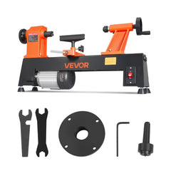 VEVOR Wood Lathe 3/4 HP 12" x 18" Benchtop Wood Lathe Machine 5 Speeds, 780/1320/1920/2640/3840 RPM, with Tool Rest