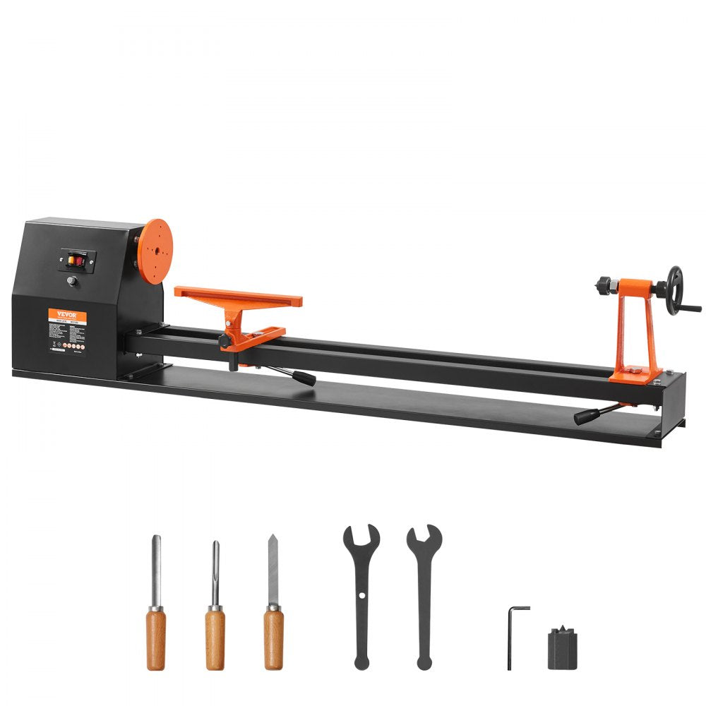 VEVOR Tabletop Wood Lathe, Dimensions 14x40 inches, Motor Power 0.5 HP 370W, Features Variable Speeds