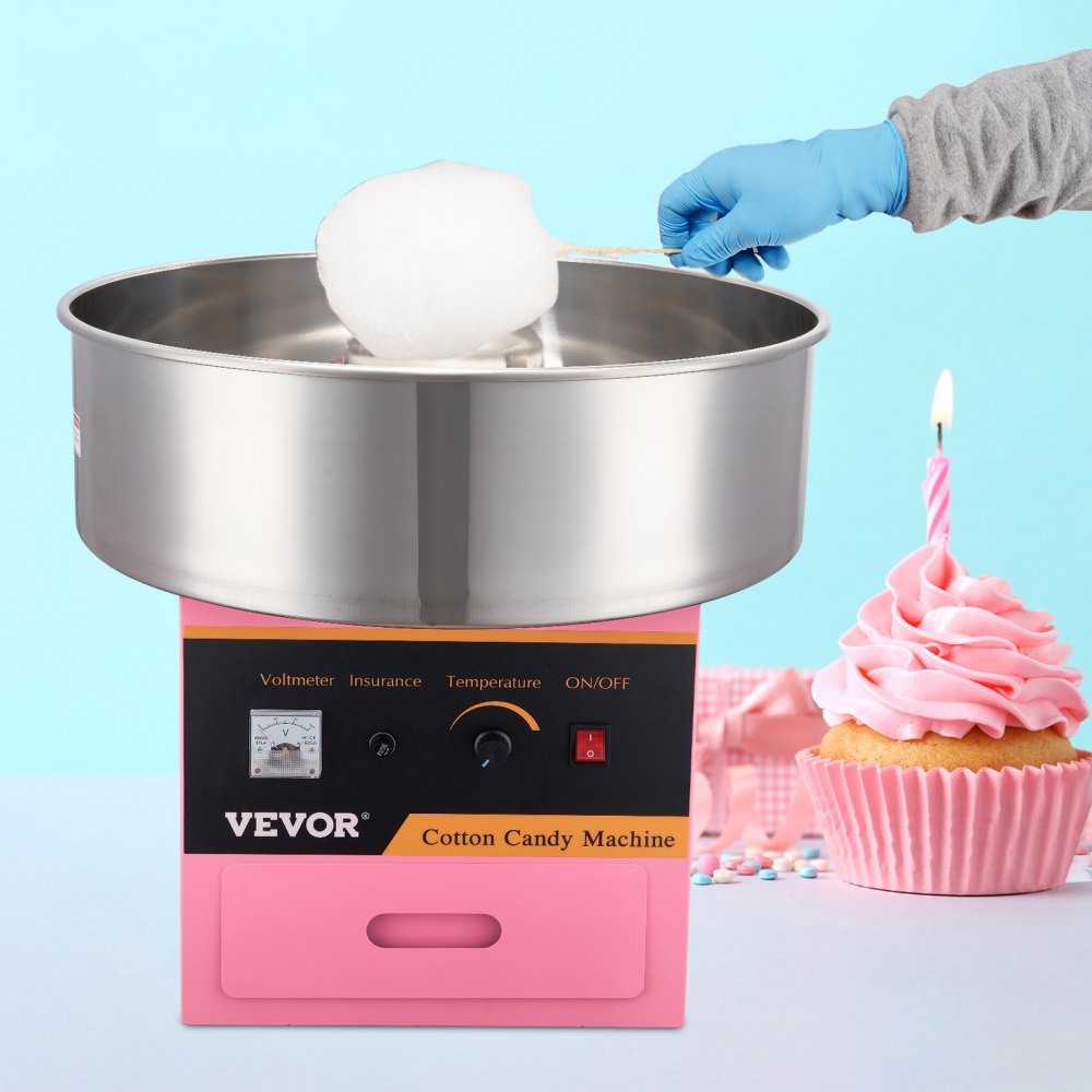 VEVOR Electric Cotton Candy Machine, 1000W Candy Floss Maker, Commercial Cotton Candy Machine with Stainless Steel