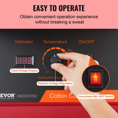 VEVOR Electric Cotton Candy Machine, 1000W Candy Floss Maker, Commercial Cotton Candy Machine with Stainless Steel