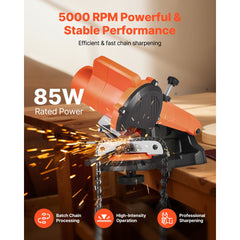 VEVOR Electric Chainsaw Sharpener, 85W Bench Saw Chain Sharpener 5000RPM, Professional Chainsaw Sharpening Tool with 2