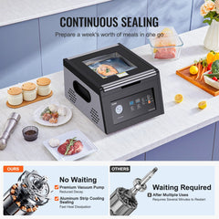 VEVOR Chamber Vacuum Sealer, 380W Vacuum Pump Power, Sealing Bag Packing Machine for Wet Foods, Meat, Compact Design