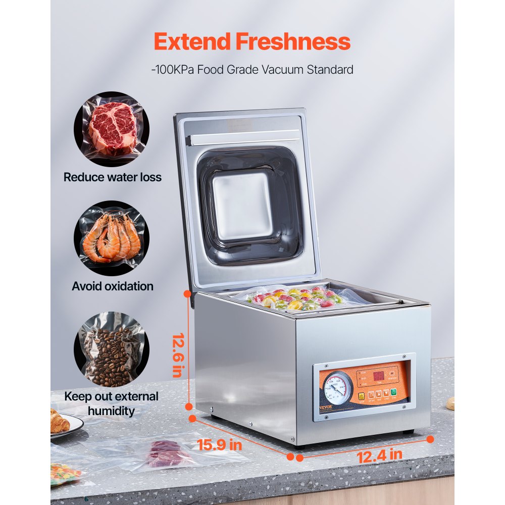 VEVOR Chamber Vacuum Sealer, 260W Sealing Power, Vacuum Packing Machine for Wet Foods, Meats, Marinades and More