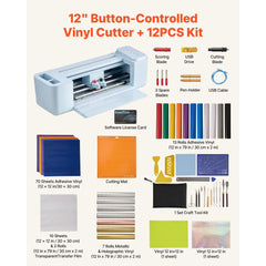 VEVOR Vinyl Cutting Machine, 12 in, Button-Controlled Vinyl Cutter with Materials and Tool Kit, 20000+ Built-in Design