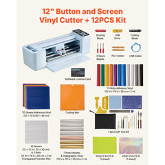 VEVOR Vinyl Cutting Machine, 12 in, Button and Screen Controlled Vinyl Cutter with Materials and Tool Kit, 20000+