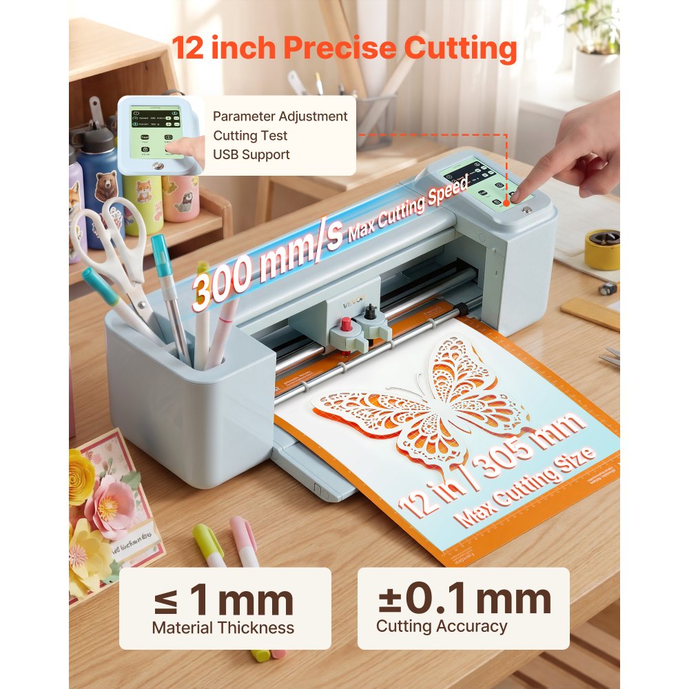 VEVOR Vinyl Cutting Machine, 12 in, Touchscreen-Controlled Vinyl Cutter, 20000+ Built-in Design Resources, Compatible