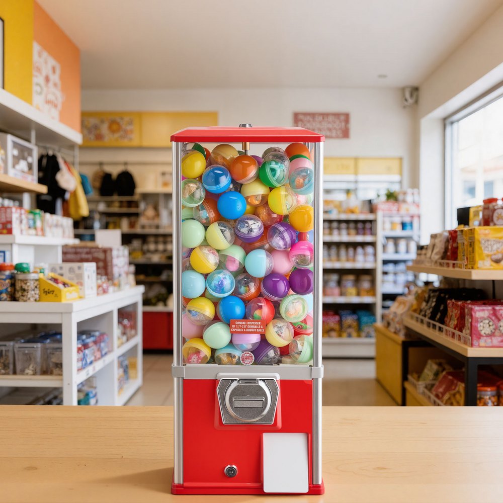 VEVOR Gumball Machine for Kids, 25" Height Home Vending Machine, PS Bouncy Balls Dispenser, Hold 230 Capsule Toys