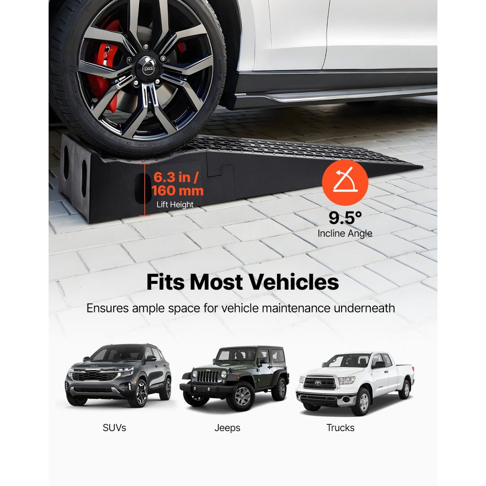 VEVOR Car Ramps, 2 PCS 13000 lbs GVW Capacity, 6.3 in Lift Height, Portable High Profile Car Service Ramps for Home