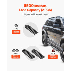 VEVOR Car Ramps, 2 PCS 13000 lbs GVW Capacity, 6.3 in Lift Height, Portable High Profile Car Service Ramps for Home