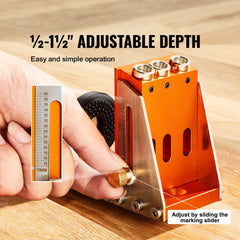 VEVOR 30 Pcs Pocket Hole Jig Kit, Adjustable & Easy to Use Pocket Hole Jig System with Step Drills, Drill Stop Rings