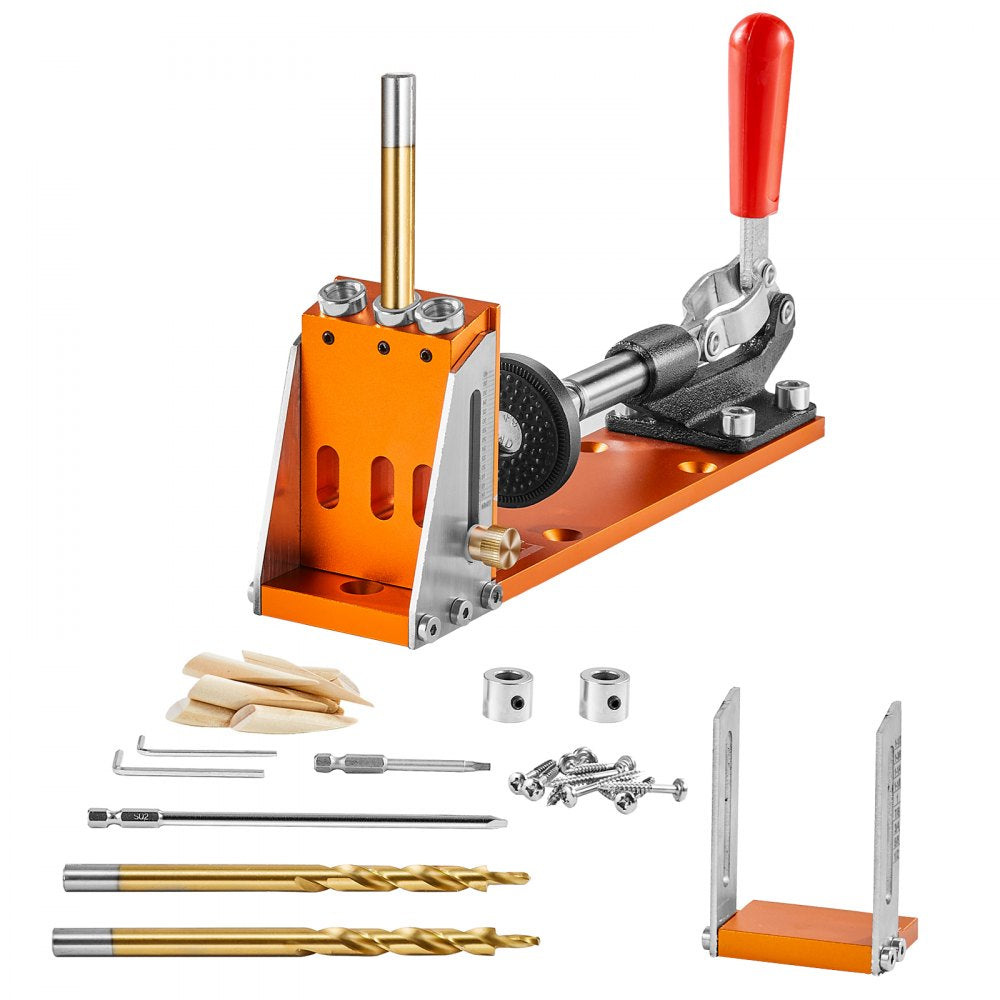 VEVOR 30 Pcs Pocket Hole Jig Kit, Adjustable & Easy to Use Pocket Hole Jig System with Step Drills, Drill Stop Rings