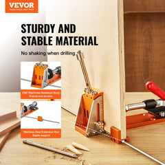 VEVOR Pocket Hole Jig Kit, 34 Pcs Pocket Hole Jig System with 11" C-clamp, Fixture, Step Drills, Wrenches, Drill Stop