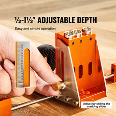 VEVOR Pocket Hole Jig Kit, 34 Pcs Pocket Hole Jig System with 11" C-clamp, Fixture, Step Drills, Wrenches, Drill Stop