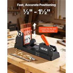 VEVOR Pocket Hole Jig Kit, 1/2" to 1-1/2" Adjustable, Lightweight Jig Pocket Hole System with Dust Collection Adapter