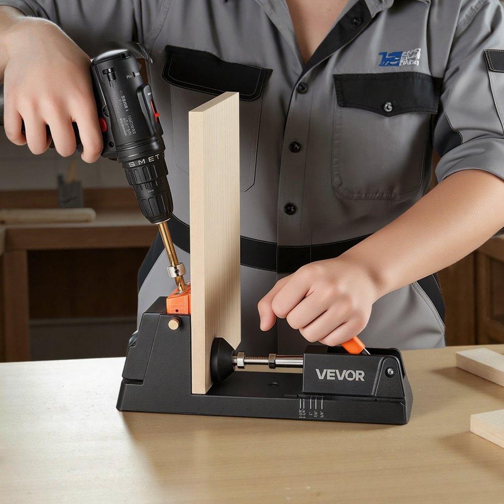 VEVOR Pocket Hole Jig Kit, 1/2" to 1-1/2" Adjustable, Lightweight Jig Pocket Hole System with Dust Collection Adapter
