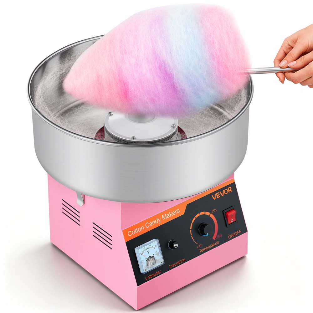 VEVOR Cotton Candy Machine Commercial, 1000W Electric Candy Floss Maker, Easy Use with 15 inch Stainless Steel Bowl and