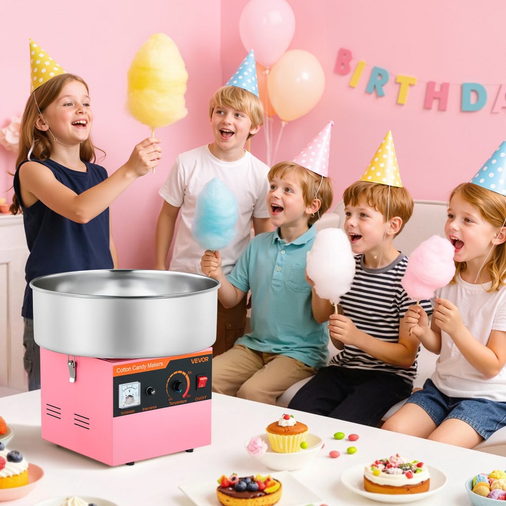 VEVOR Cotton Candy Machine Commercial, 1000W Electric Candy Floss Maker, Easy Use with 15 inch Stainless Steel Bowl and