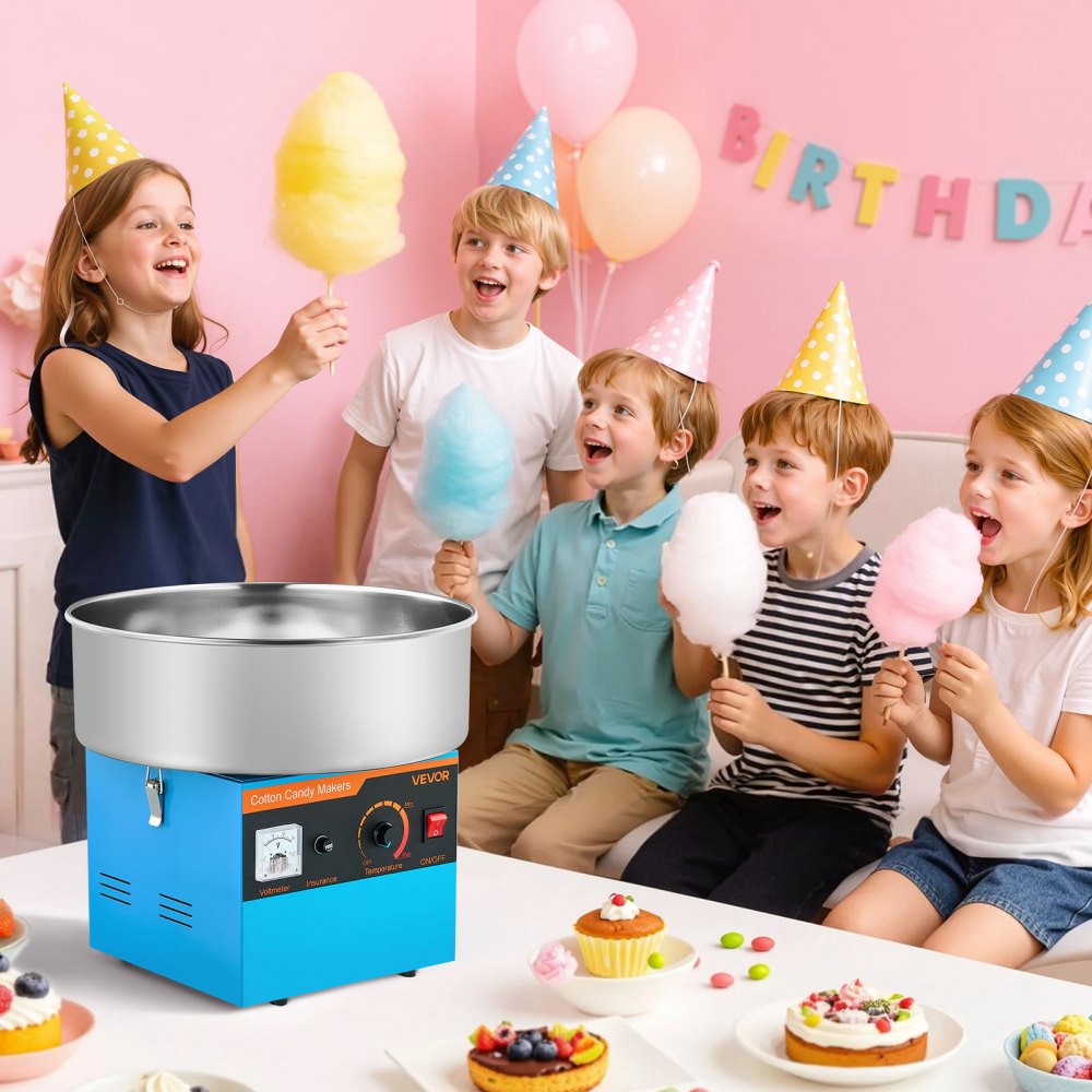 VEVOR Cotton Candy Machine Commercial, 1000W Electric Candy Floss Maker, Easy Use with 15 inch Stainless Steel Bowl and