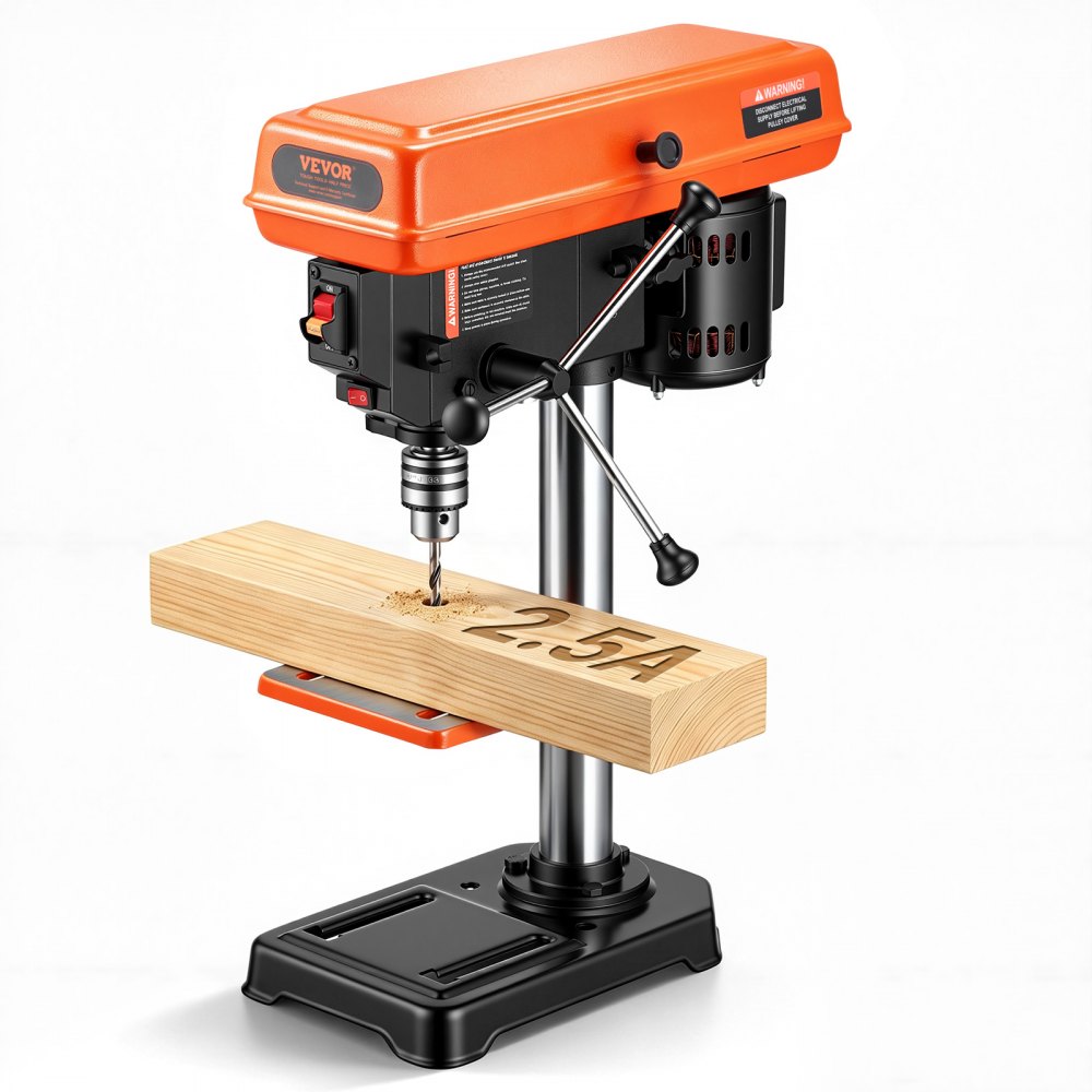 VEVOR 8 in Benchtop Drill Press, 2.5A Induction Motor, Tabletop Drilling Machine with 620 / 1140 / 1740 / 2340 / 3100
