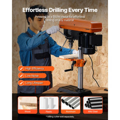 VEVOR 10 in Benchtop Drill Press, 6.2A Induction Motor, Tabletop Drilling Machine with 650 / 1050 / 1800 / 2350 / 3100