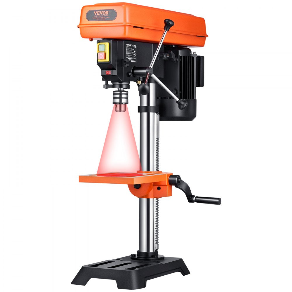 VEVOR 10 in Benchtop Drill Press, 6.2A Induction Motor, Tabletop Drilling Machine with 650 / 1050 / 1800 / 2350 / 3100
