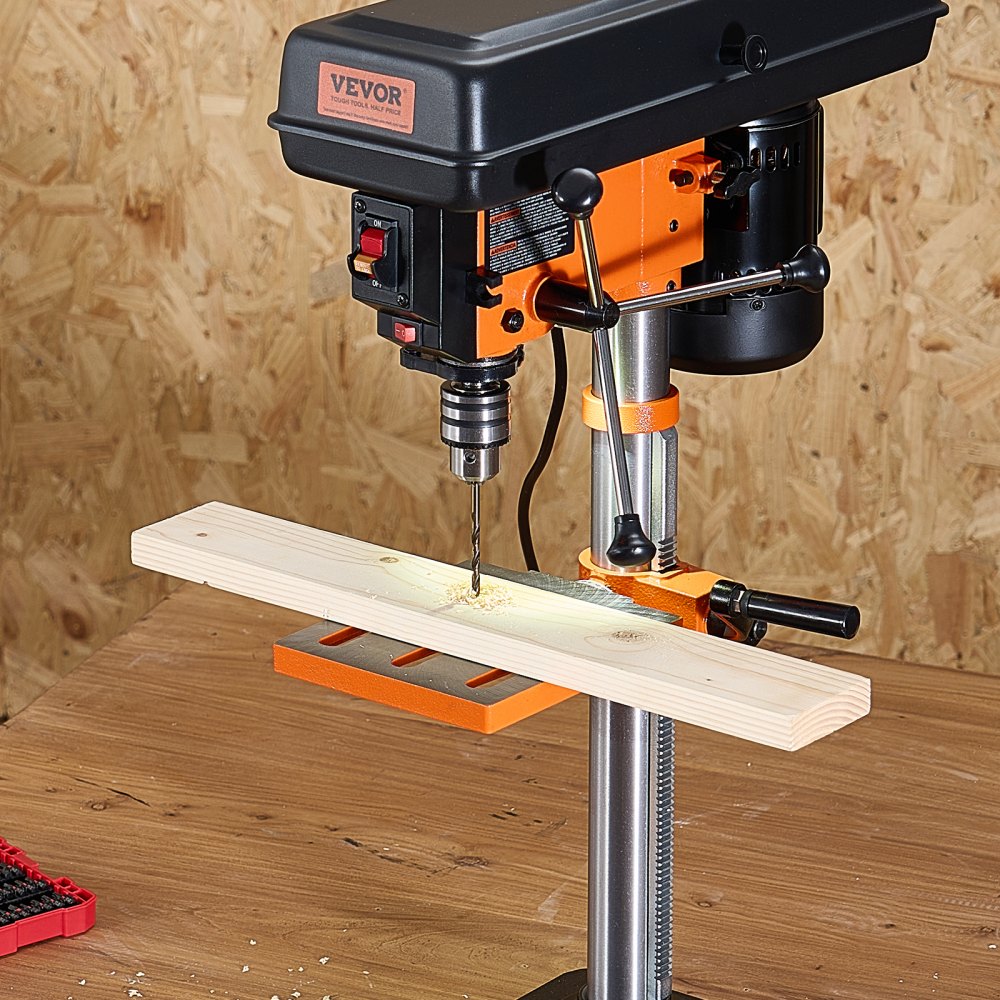 VEVOR Benchtop Drill Press, 3.2 Amp, 5-Speed Adjustable Drill Press with 650/1050/1800/2350/3100 RPM, 10-inch Swing