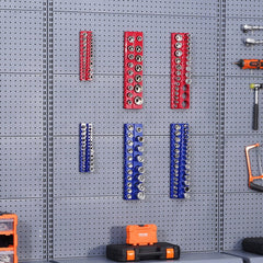 VEVOR Magnetic Socket Organizer Set, 6PCS Socket Holder, 1/4'', 3/8'' & 1/2'' Metric SAE Socket Trays with Clear
