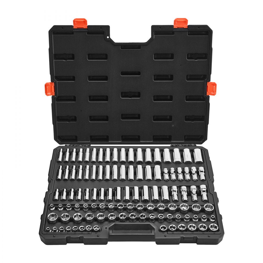 VEVOR Socket Set, 104 Pieces, 3/8 inch Drive Socket Tool Set, Metric Size from 6 to 24 mm, Deep and Standard, Mechanic
