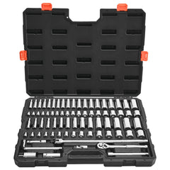 VEVOR Socket Set, 76 Pieces, 3/8 inch Drive Socket and Ratchet Set, SAE and Metric, Deep and Shallow, Mechanic Tool Kit