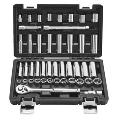 VEVOR Socket Set, 44 Pieces, 3/8 inch Drive Socket and Ratchet Set, SAE and Metric, Deep and Shallow, Mechanic Tool Kit