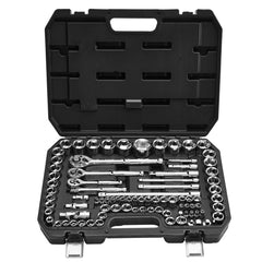 VEVOR Socket Set, 86 Pieces, 3/8 & 1/4 & 1/2 inch Drive Socket and Ratchet Set, SAE and Metric, Mechanic Tool Kit with