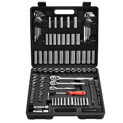 VEVOR Socket Set, 149 Pieces, 3/8 & 1/4 & 1/2 inch Drive Socket and Ratchet Set, SAE and Metric, Deep and Shallow