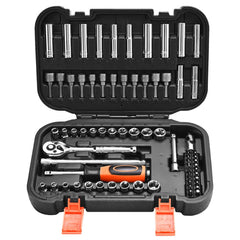 VEVOR Socket Set, 70 Pieces, 1/4 inch Drive Socket and Ratchet Set, SAE and Metric, Deep and Shallow, Mechanic Tool Kit