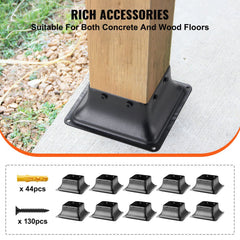 VEVOR Post Base 4x4 10Pcs, Internal 3.6"x3.6" Heavy Duty Powder-Coated Steel Post Bracket Fit for Standard Wood Post