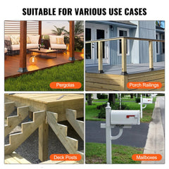 VEVOR Post Base 4x4 10Pcs, Internal 3.6"x3.6" Heavy Duty Powder-Coated Steel Post Bracket Fit for Standard Wood Post