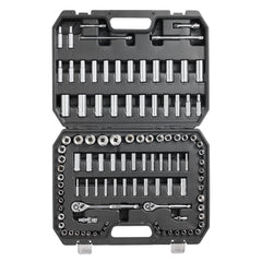 VEVOR Socket Set, 1/4" and 3/8" Drive Socket and Ratchet Set, 6-Point Socket Opening, 106 Pcs Tool Set SAE and Metric