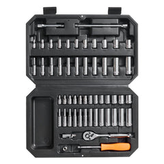 VEVOR Socket Set, 1/4 Inch Drive Socket and Ratchet Set, 6-Point Socket Opening, 54 Pieces Tool Set SAE and Metric