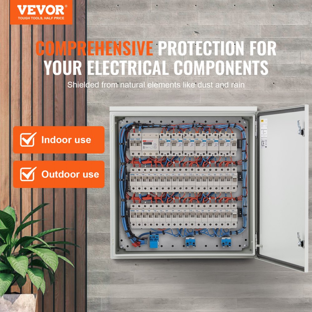 VEVOR Electrical Enclosure, 24'' x 24'' x 8'', NEMA 4 Outdoor Enclosure, IP65 Waterproof & Dustproof Cold-Rolled Carbon