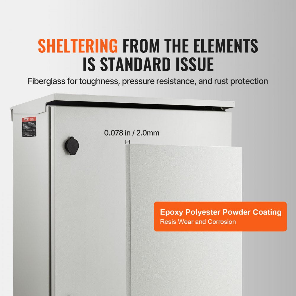 VEVOR Electrical Enclosure, 24'' x 24'' x 8'', NEMA 4 Outdoor Enclosure, IP65 Waterproof & Dustproof Cold-Rolled Carbon