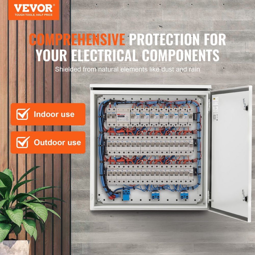 VEVOR Electrical Enclosure, 24'' x 24'' x 12'', NEMA 4 Outdoor Enclosure, IP65 Waterproof & Dustproof Cold-Rolled